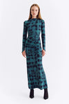 Suboo Shibori Long Sleeve Ruched Maxi Dress - Green